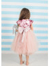 Pink Sequins Tulle Tea Length Flower Girl Dress